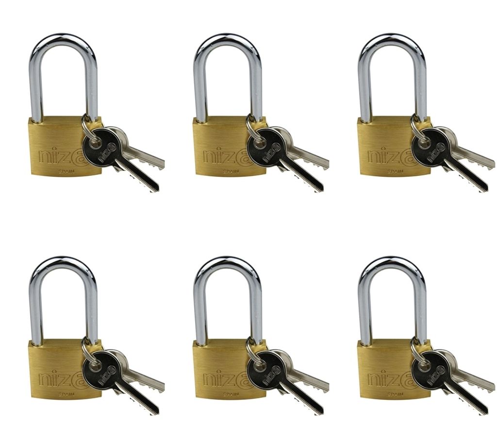 6er Set Vorhängeschlösser 40mm Bügelschloss Kofferschloss gr.Bügel Kellerschloss