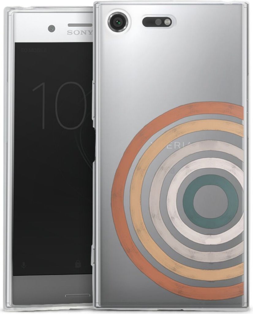 DeinDesign Slim Hülle für Sony Xperia XZ Premium Silikon Case Ultra Dünn Handyhülle Kreise Regenbogen Wasserfarbe