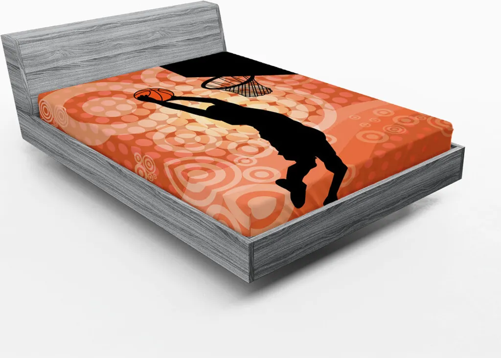 Drap-housse Basketball 180x200 cm infroissable et facile à fixer Orange