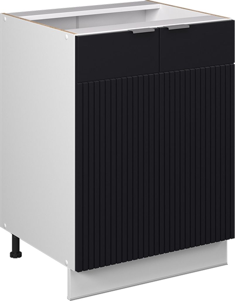 Küchenunterschrank Vicco Fame-Line Schwarz gestreift 60 cm Produktbild 