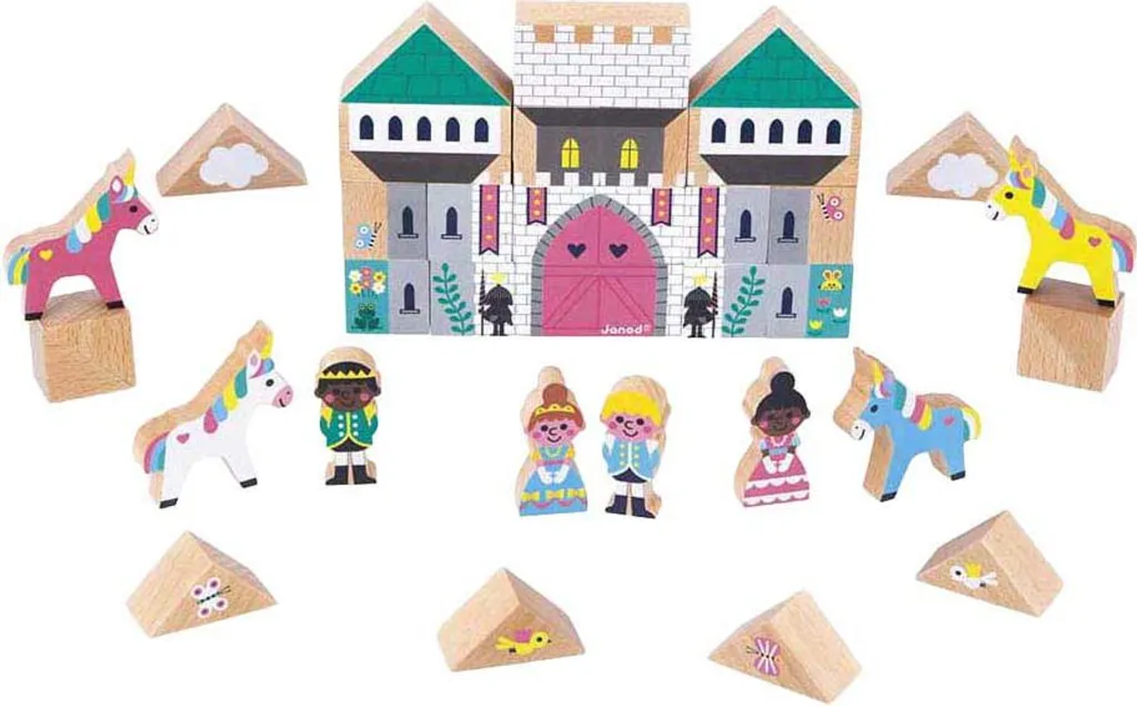 Janod Crossroads Le Royaume Enchanté Jeu de Blocs en Bois 37 Pièces J05330