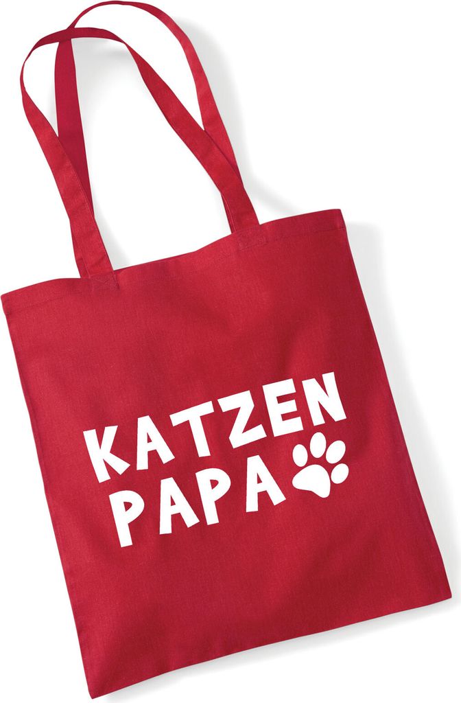 Huuraa Einkaufstasche Katzenpapa Tapse Geschenk 10 Liter Classic Red Baumwolle Katzenpapa Geschenkidee