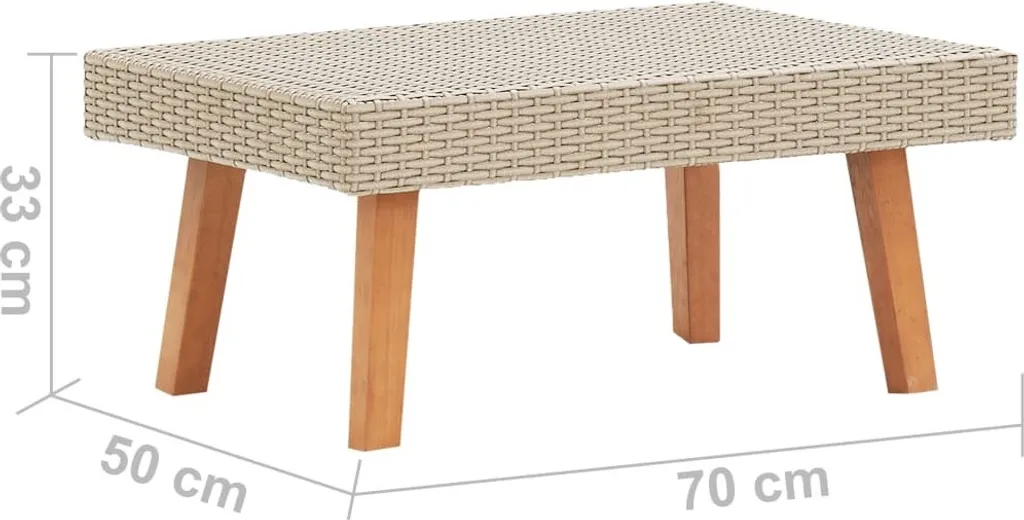vidaXL Tavolino da Giardino Beige in Poly Rattan - Arredo Patio Resistente - 4