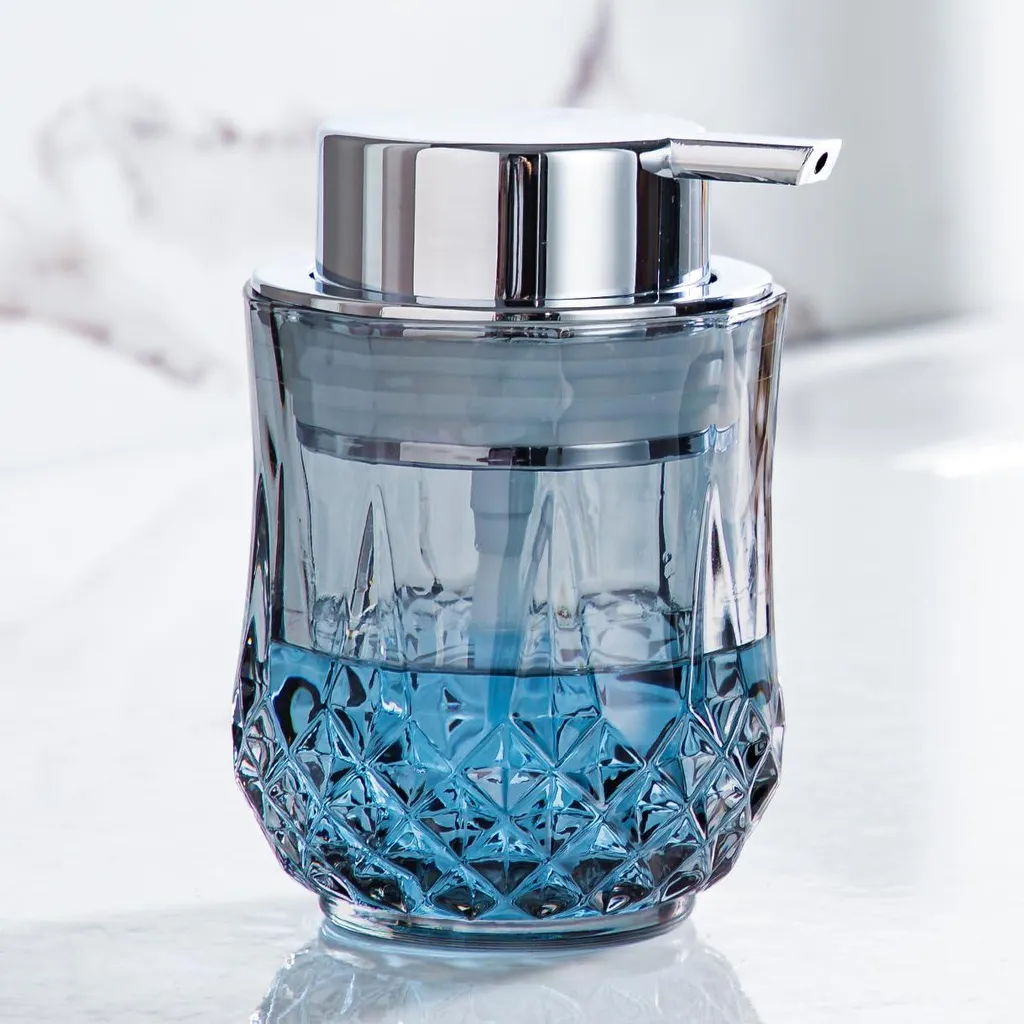 Distributeur savon rechargeable verre argenté : fini le gaspillage 295ml