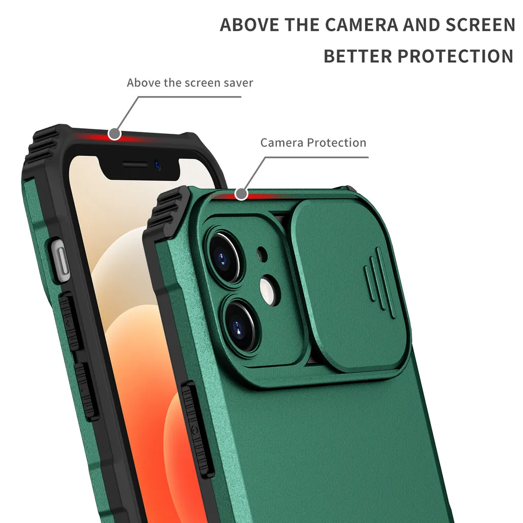 Hitaoyou Custodia per iPhone 12/12 Pro, iPhone 12/12 Pro, cover per fotocamera e supporto, protezione antiurto ad alte prestazioni in qualità militare con custodie magnetiche per iPhone 12/12 Pro