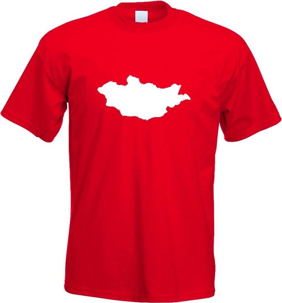Kiwistar - T-Shirt - rot - Mongolei Umriss Kontur Herren Funshirt Bedruckt Design Sprüche Spruch Motive - mit Motiv Bedruckt - Funshirt Design - S...