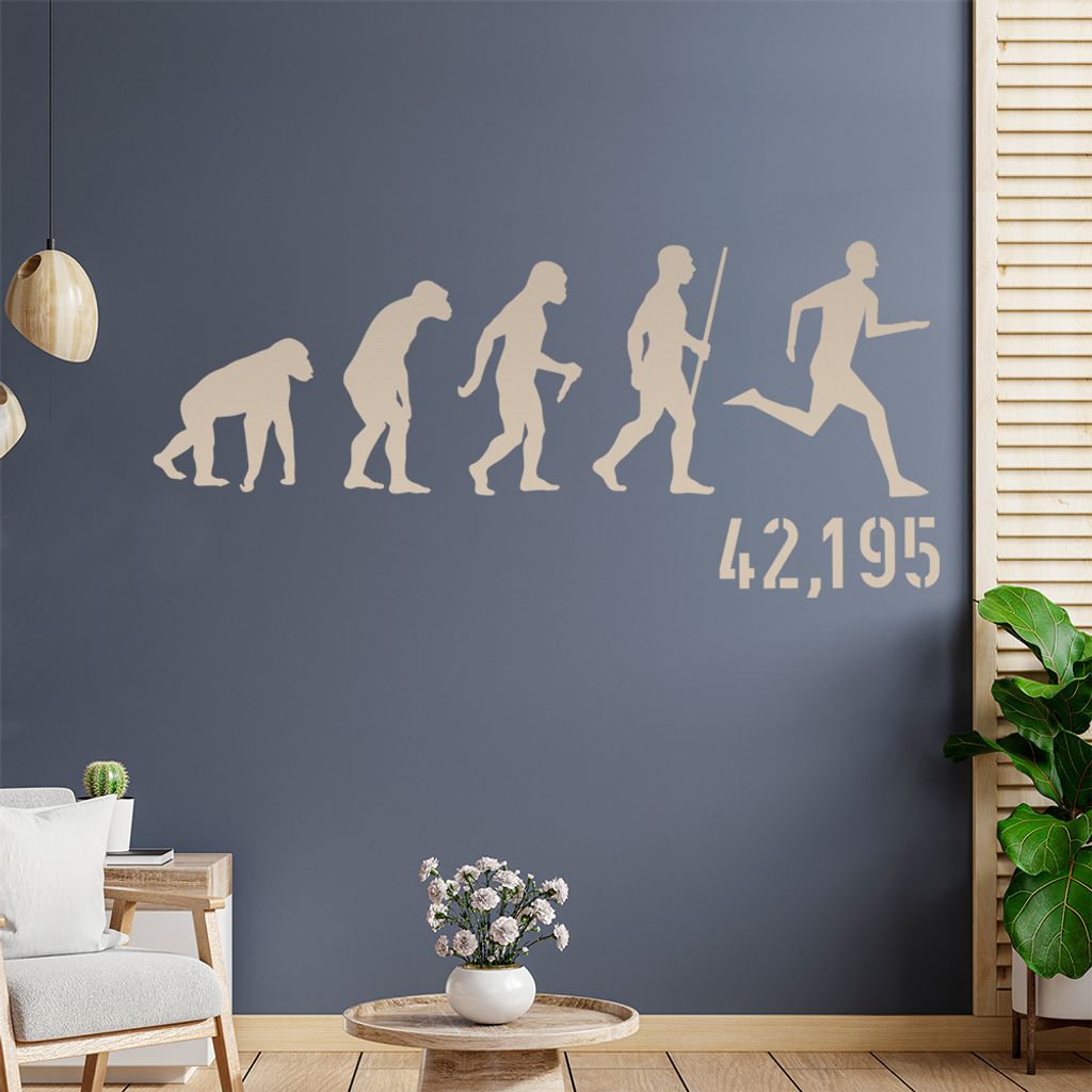 IVII,195 Marathon Evolution Wandtattoo Wandaufkleber Wall Sticker - Dekoration, Küche, Wohnzimmer, Schlafzimmer, Badezimmer