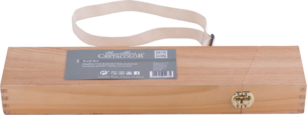 Boîte de rangement pour pinceaux en bois - Coffret d'artiste long
