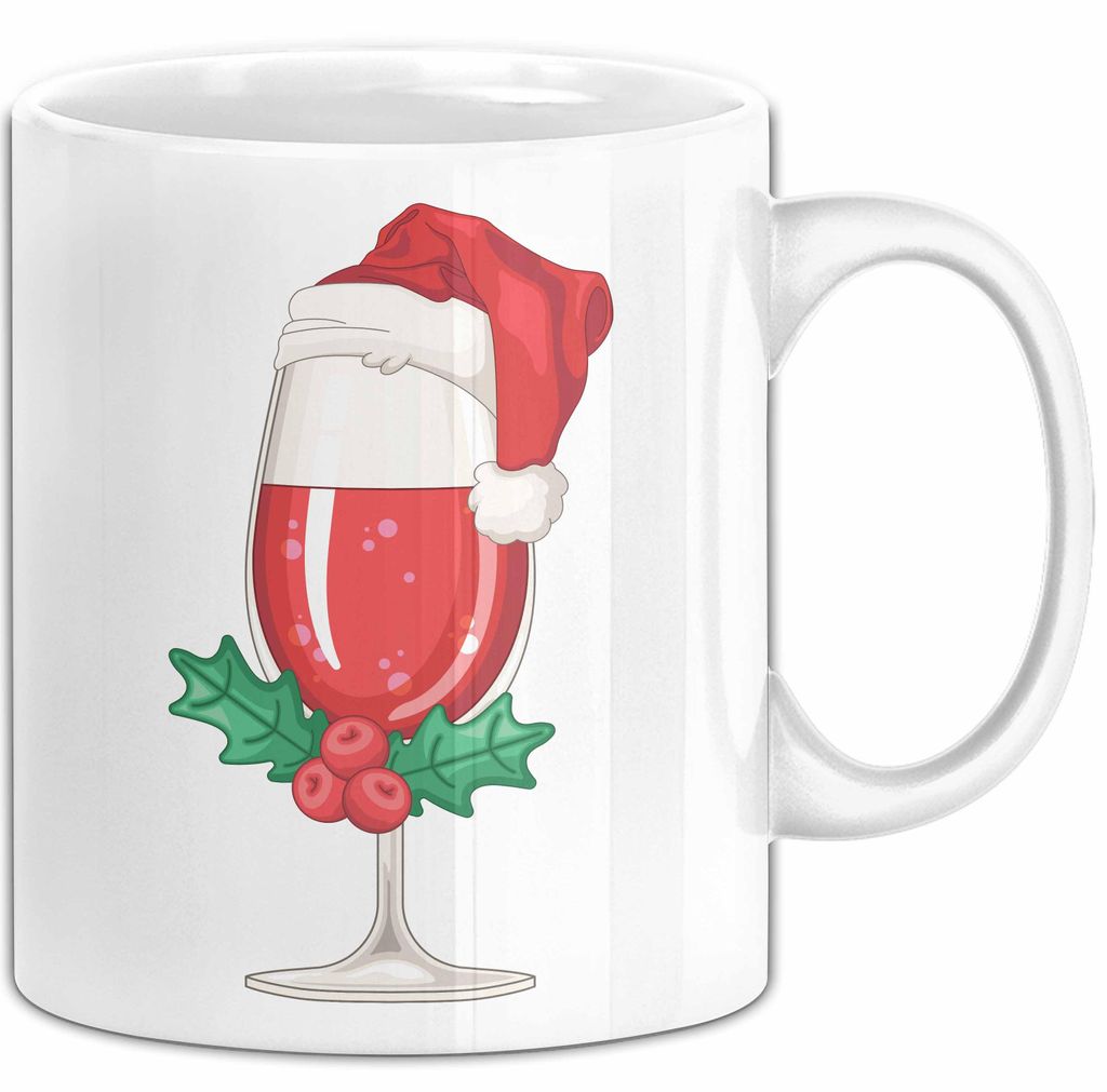 Weihnachten Weinglas Tasse Geschenk Weihnachtliche Grafik Kaffee-Becher (Weiß)