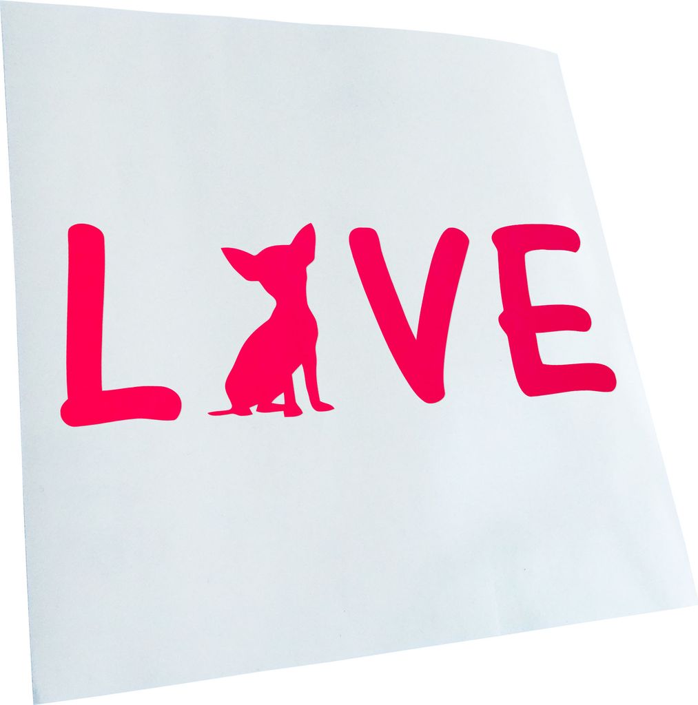 Kiwistar - Autoaufkleber - Chihuahua Love Schriftzug Heckscheibe - Aufkleber für Auto Kfz Fahrrad, LKW, Truck Mofa