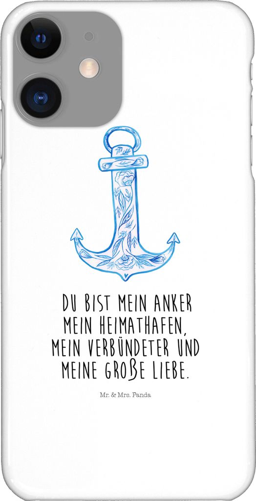 Mr. & Mrs. Panda Iphone 11 Handyhülle Anker Blau - Weiß - Geschenk, Handy Schutzhülle, XS, Cover, Gute Laune, Hülle