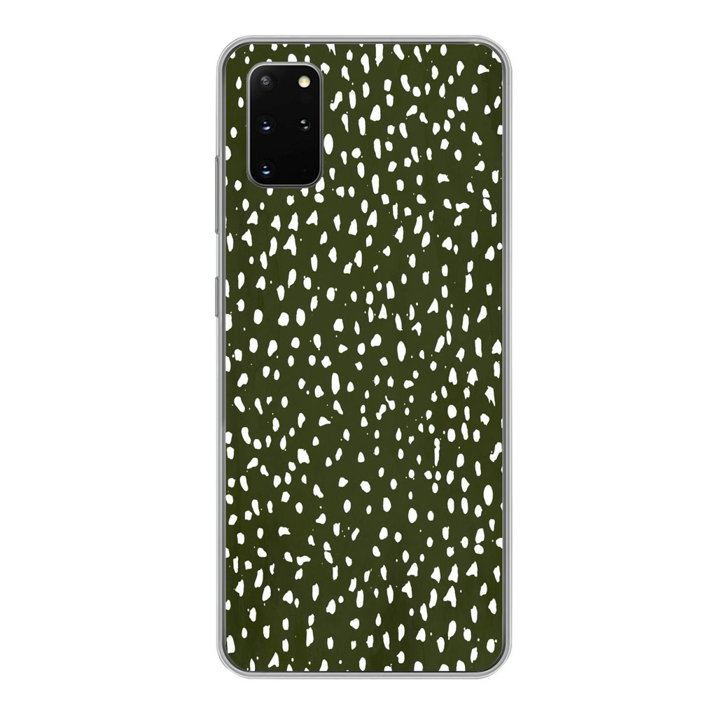 MuchoWow Handyhülle Schutzhülle Hülle für Samsung Galaxy S20 Plus Polka dots - Weiß - Schwarz Silikon Softcase Handy Hülle - Hartschale