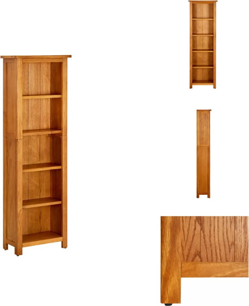 Bibliothèque Haute 140 cm Chêne Massif à 5 Casiers de Rangement Durable