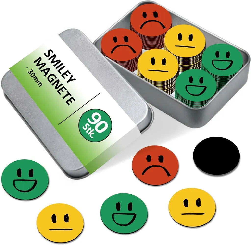 90 Aimants Smiley Magnétiques Ø 30 mm à Forte Adhérence pour Enfants