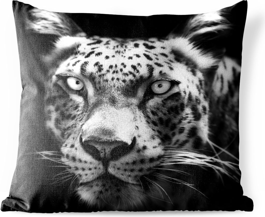 MuchoWow Outdoor Kissen - Tierprofil Persischer Panther in schwarz und weiß - 60x60 cm - Wetterfest - Lounge Kissen - Dekoration - Schlaf Kissen