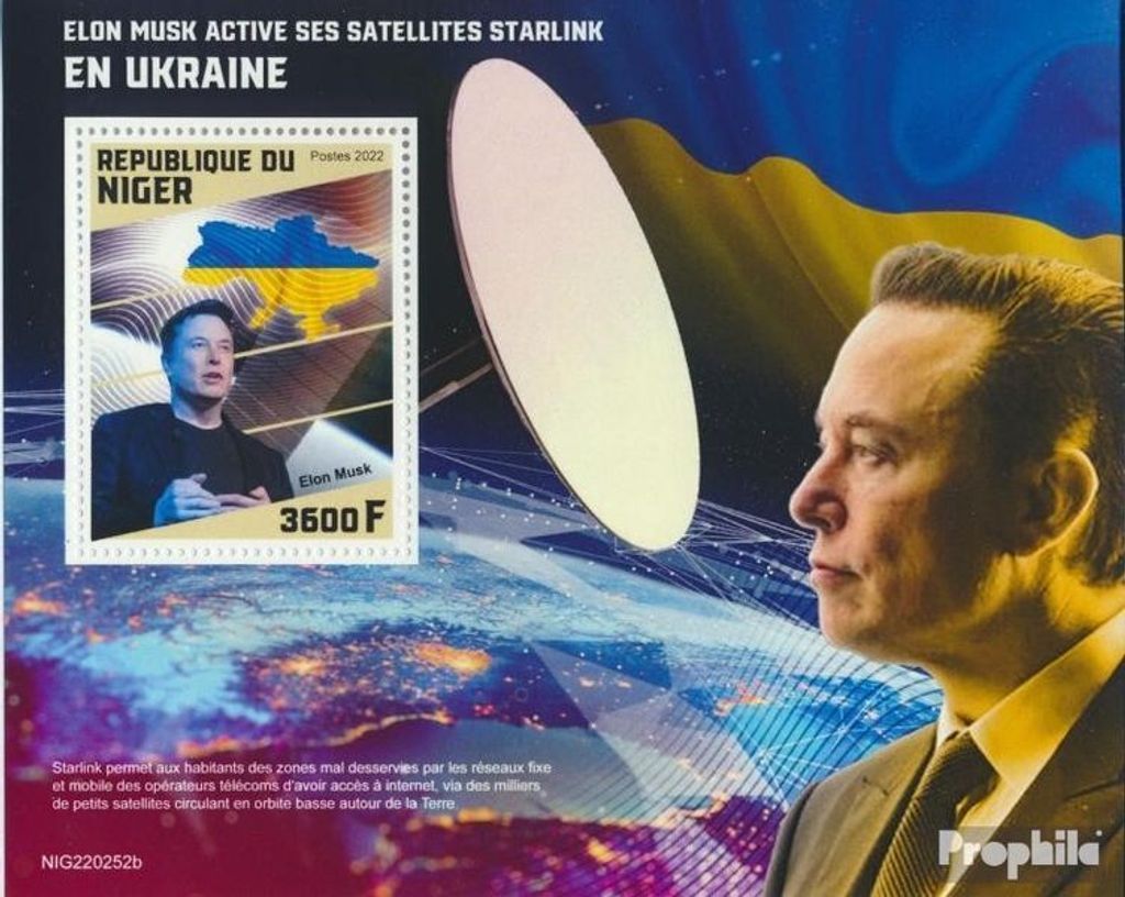 Briefmarken Niger 2022 Mi Block postfrisch Elon Musk