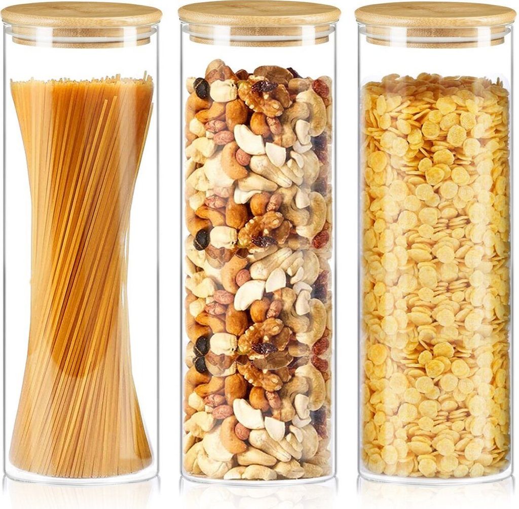 7MAGIC 3 Stück 2000ml Glas Vorratsdosen, Glas-Gewürzdosen mit Hochwertigem zur Aufbewahrung von Teekräutern und Gewürzen