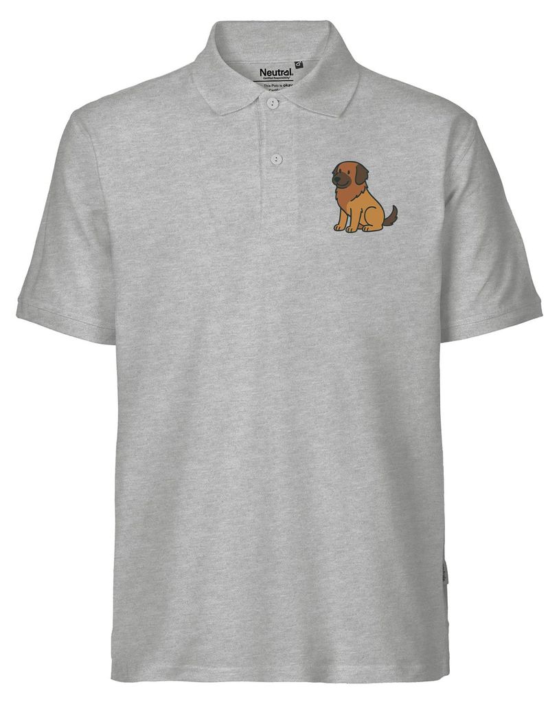 Huuraa Herren Polo Shirt Leonberger Comic Leo XL Sport Grey Bio Baumwolle Fairtrade Poloshirt Geschenkidee