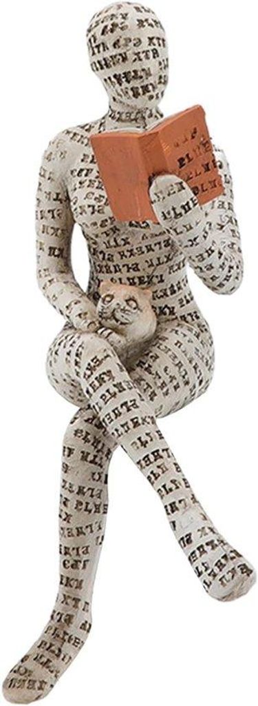 Abstracte Leinwand-Plank-Statue 19 x 7 x 10 cm, Handgemalte Dekoration für Bibliothek, Büro, Handwerk, Ornamente