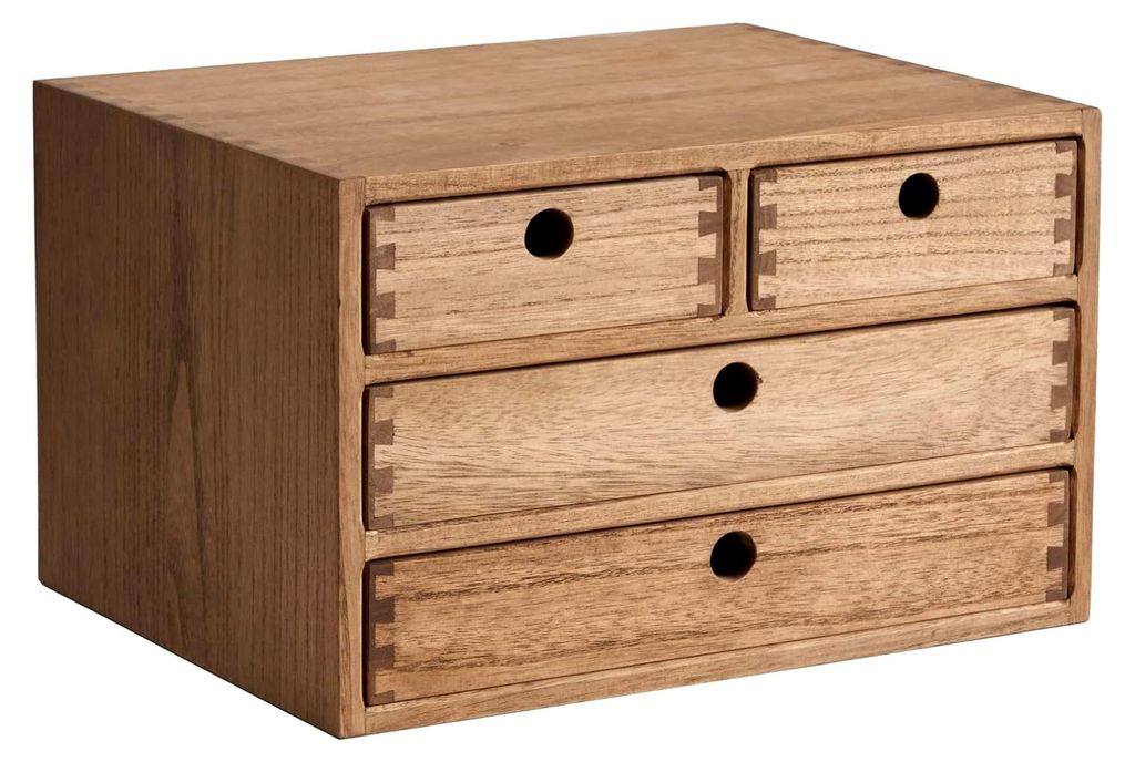 Holz Schreibtisch-Organizer mit Schubladen für Heimarbeitsplatz und Bürobedarf, Aufbewahrungsbox in Dunkelbraun