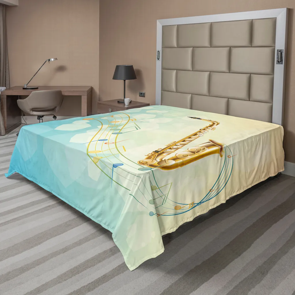 Drap de Lit Douceur Premium Saxophone Jazz et Notes Colorées 275cm