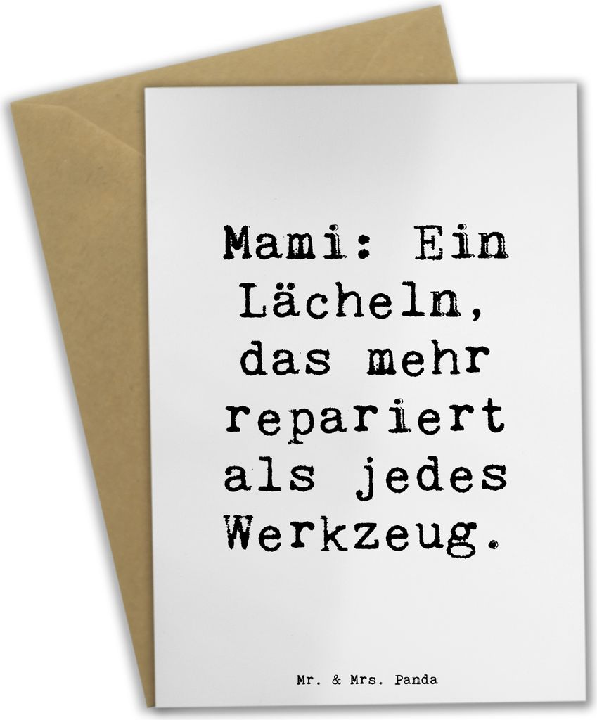 Mr. & Mrs. Panda Grußkarte Spruch Mami Lächeln - Weiß - Geschenk, Dankeschön, osterkarte, Familie, einladungskarten, emotionale Stütze, weihna...