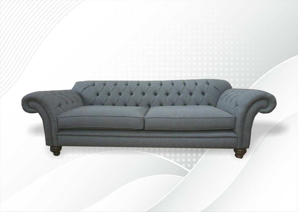 Chesterfield Dreisitzer Grau Sofa Design Couchen Polster Sofas xxl big couchen