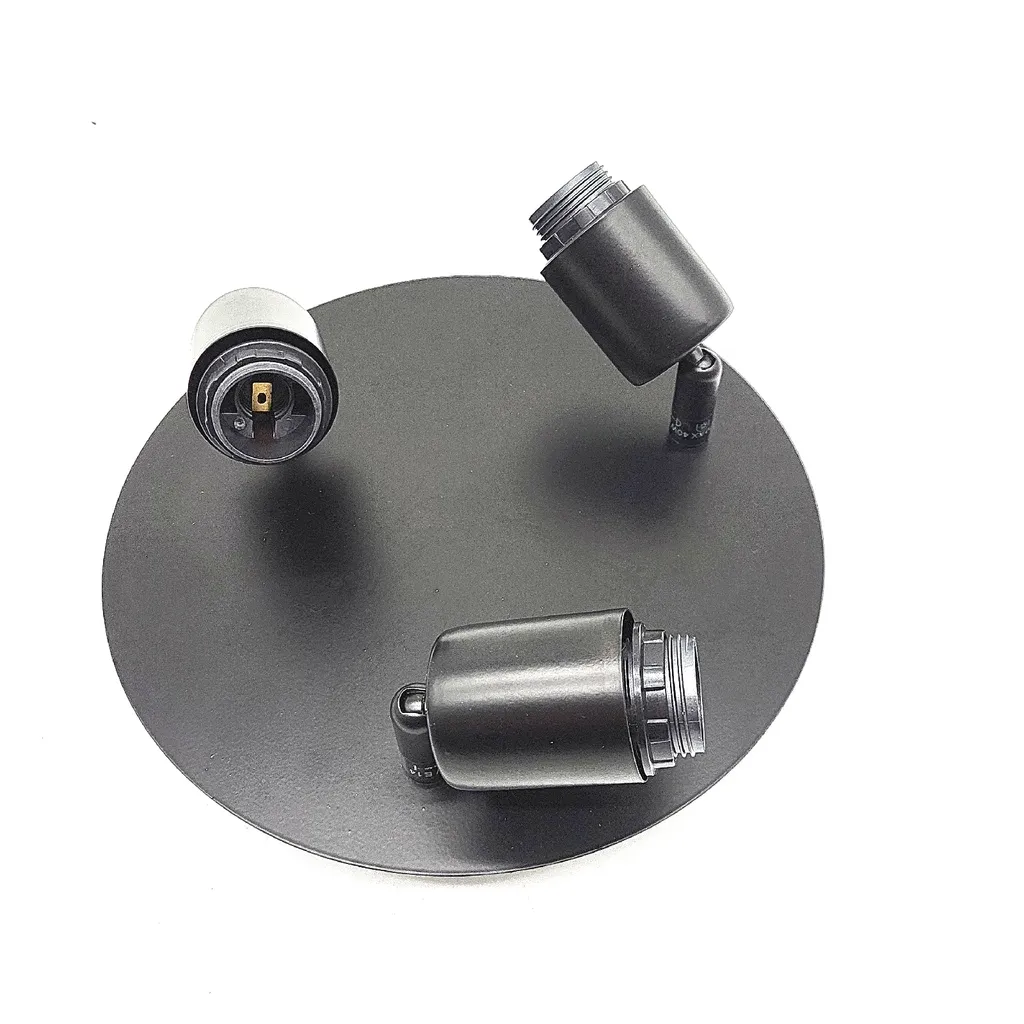 Dehobo Spot de plafond orientable 350° noir avec 3 ampoules E14 culot