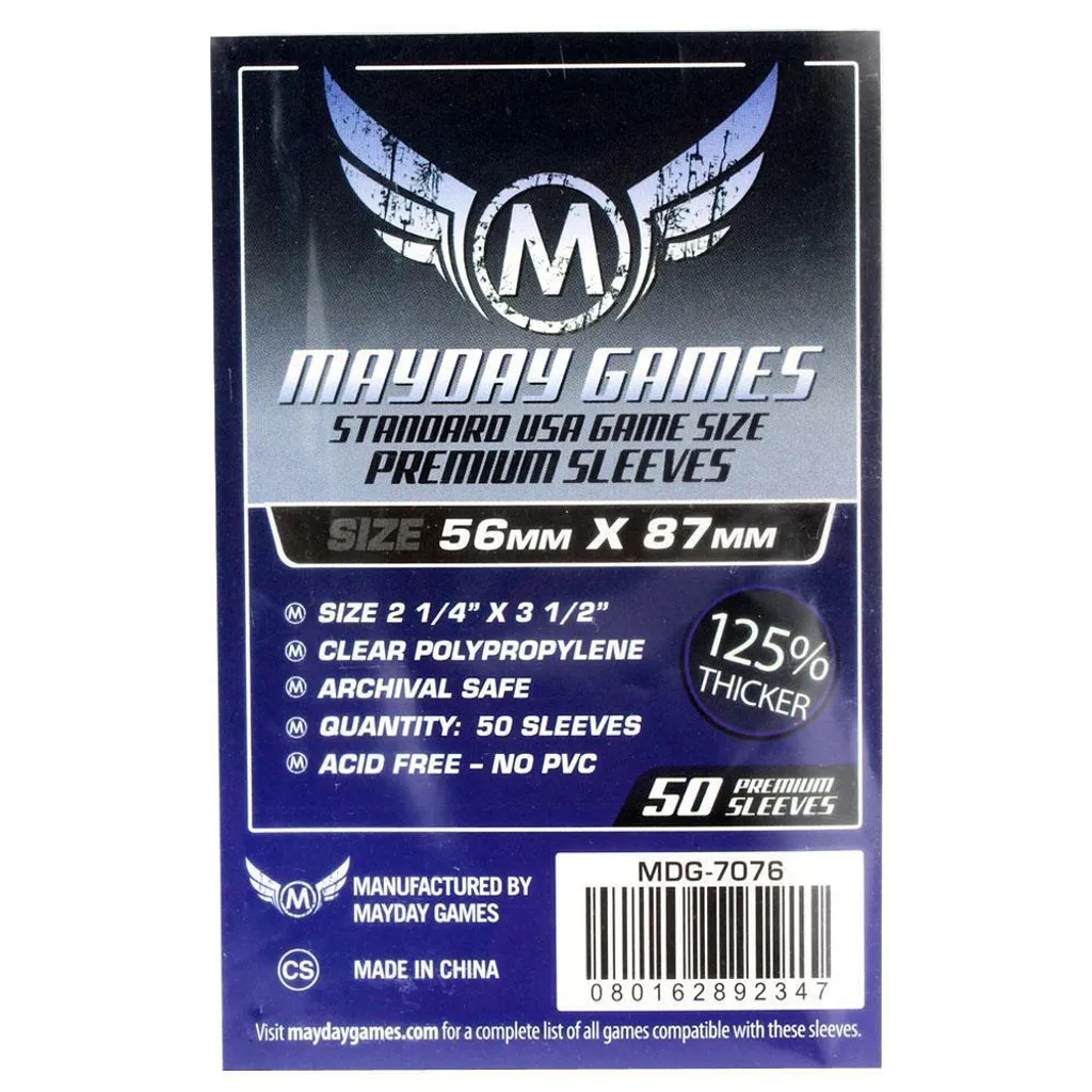 Mayday Premium USA Card Sleeves 56x87mm 50 Pochettes Protection 7076