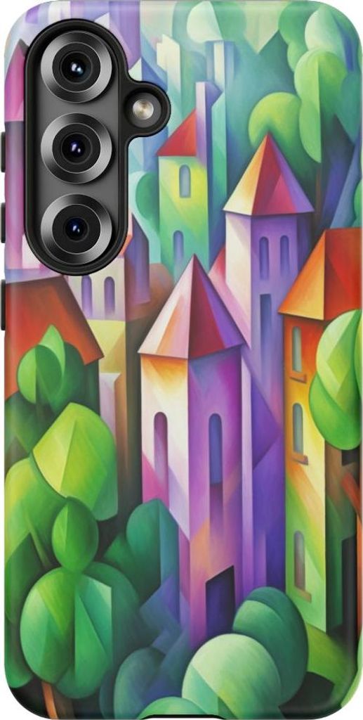Abstrakte bunte Stadtlandschaft – Handyhülle Kompatibel mit Galaxy S25