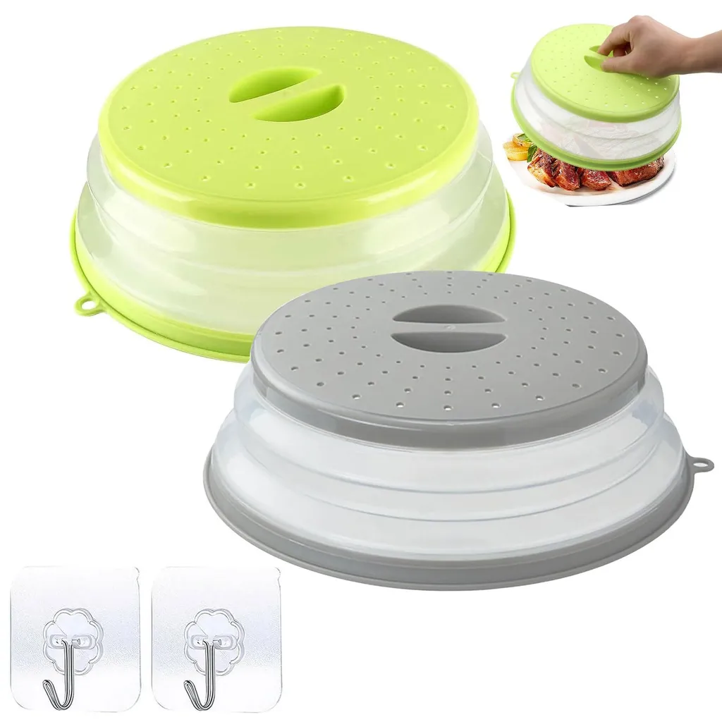 Cloche micro-ondes pliable lot de 2 avec aération et système anti-vapeur