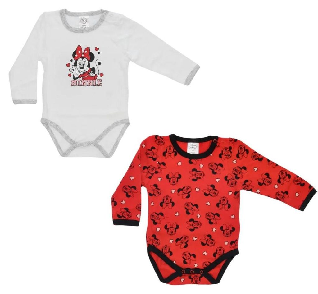 Disney Minnie Maus Baby 2er Pack langarm Body Strampler – Bunt / 62/68