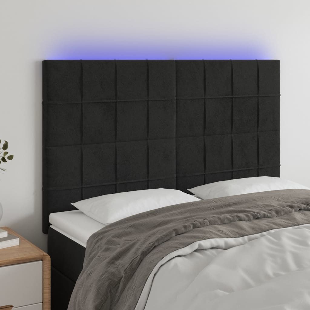 Maison Exclusive - LED Kopfteil Schwarz 144x5x118/128 cm Samt