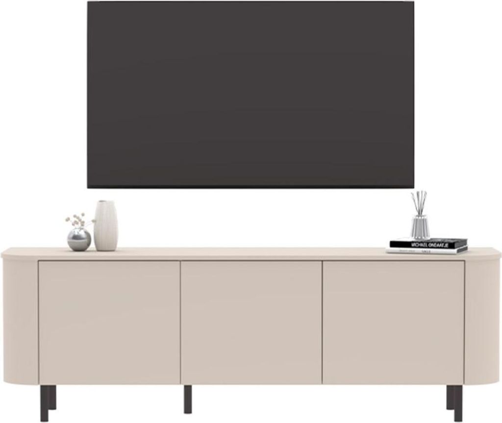 CALICOSY - TV-Möbel 3 Türen abgerundete Kanten Kaschmir L180,2 cm - BORA