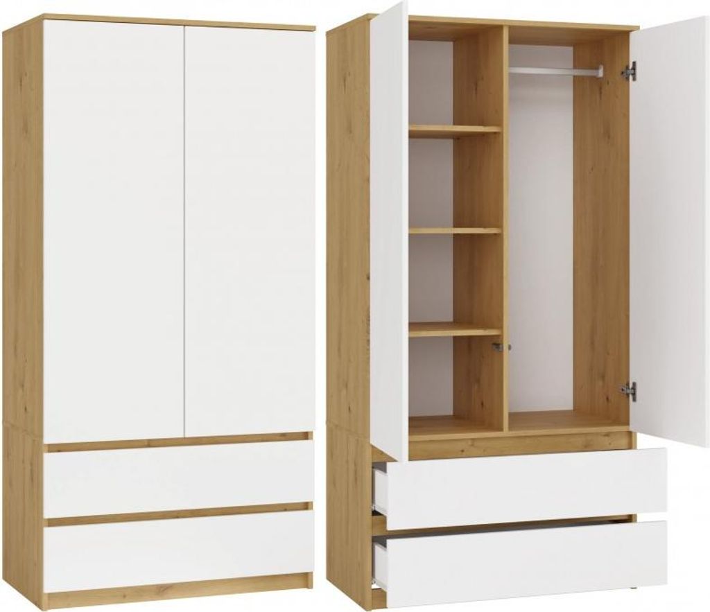 Szafa Malwa SS-90 dąb artisan / biała z szufladami Zdjęcie produktu 