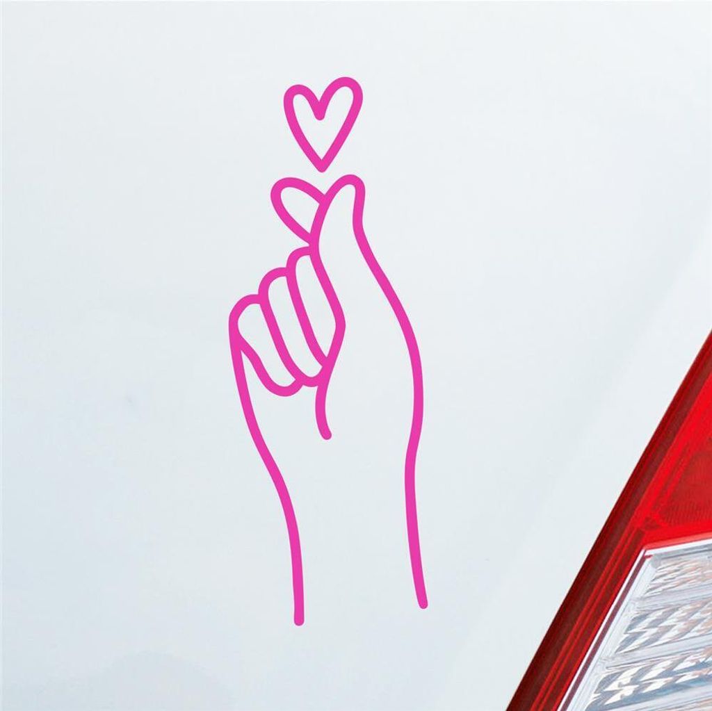 HUURAA! Auto Aufkleber K-POP Finger Heart Fingerherz Fun Sticker Heckscheibenaufkleber Autoaufkleber mit Musik Motiv 7x19cm