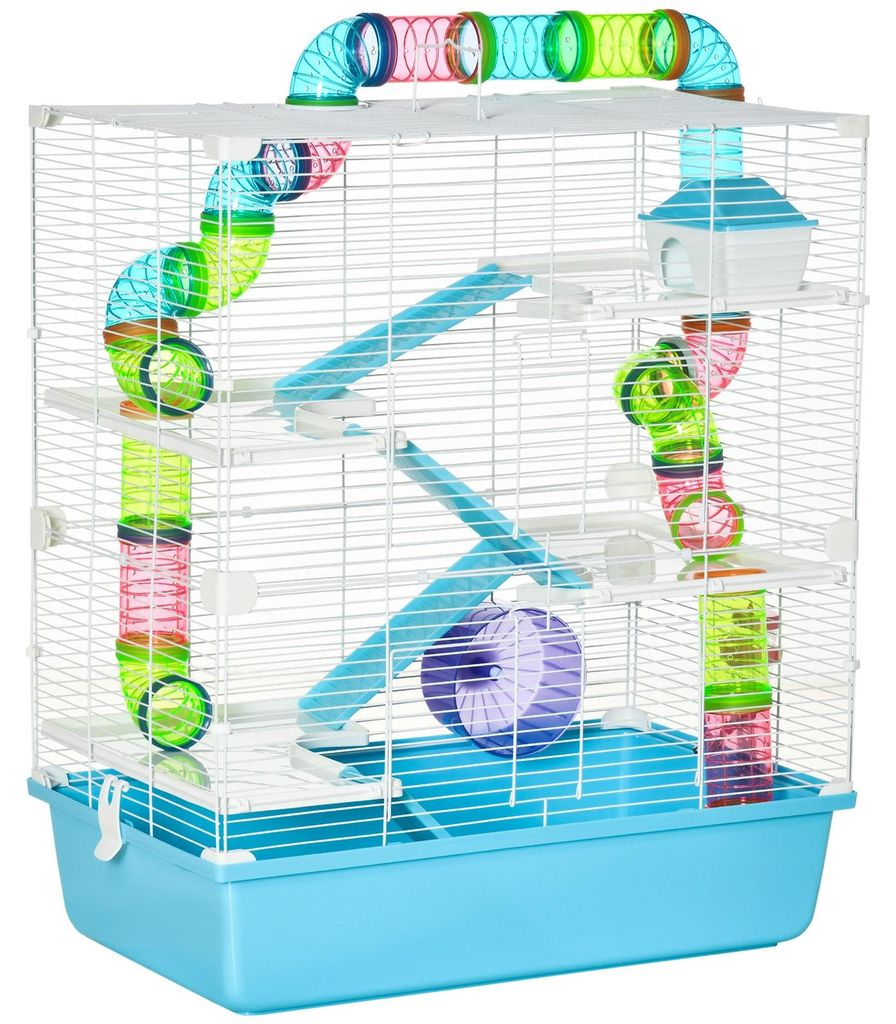 Hamsterkäfig 5 Etagen Nagerkäfig Kleintierkäfig aus Stahldraht mit Laufrad