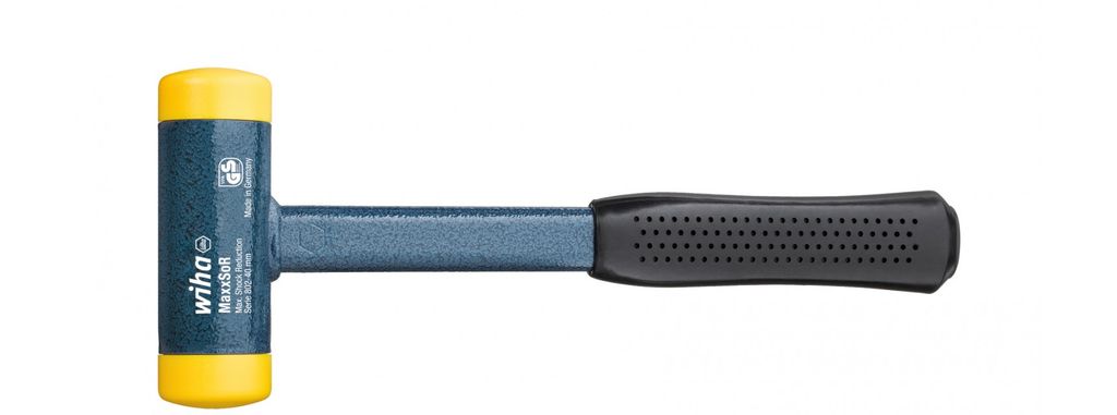 Wiha Schonhammer rückschlagfrei, mittelhart mit Stahlrohrstiel, Rund-Schlagkopf 60, 375 mm (02128)