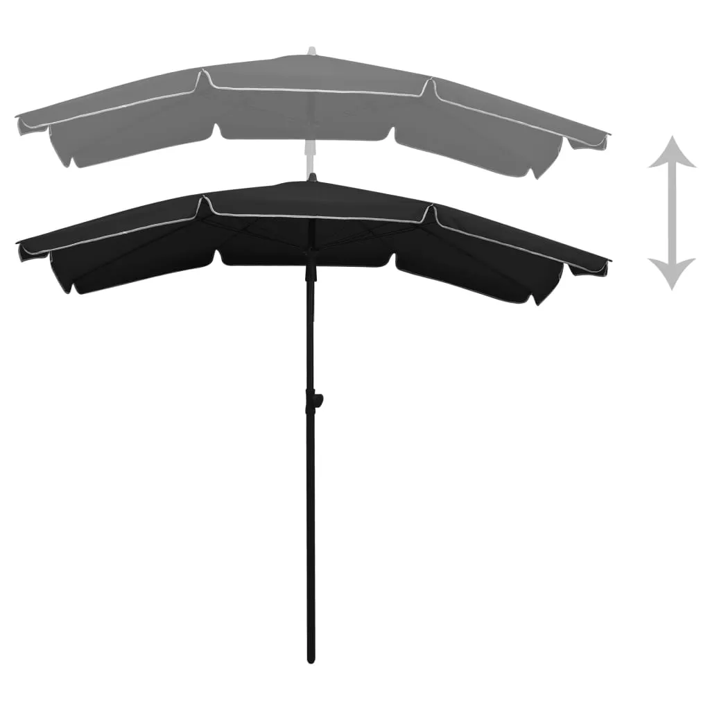 Parasol de balcon rectangulaire 200x130 cm Noir avec mât central robuste
