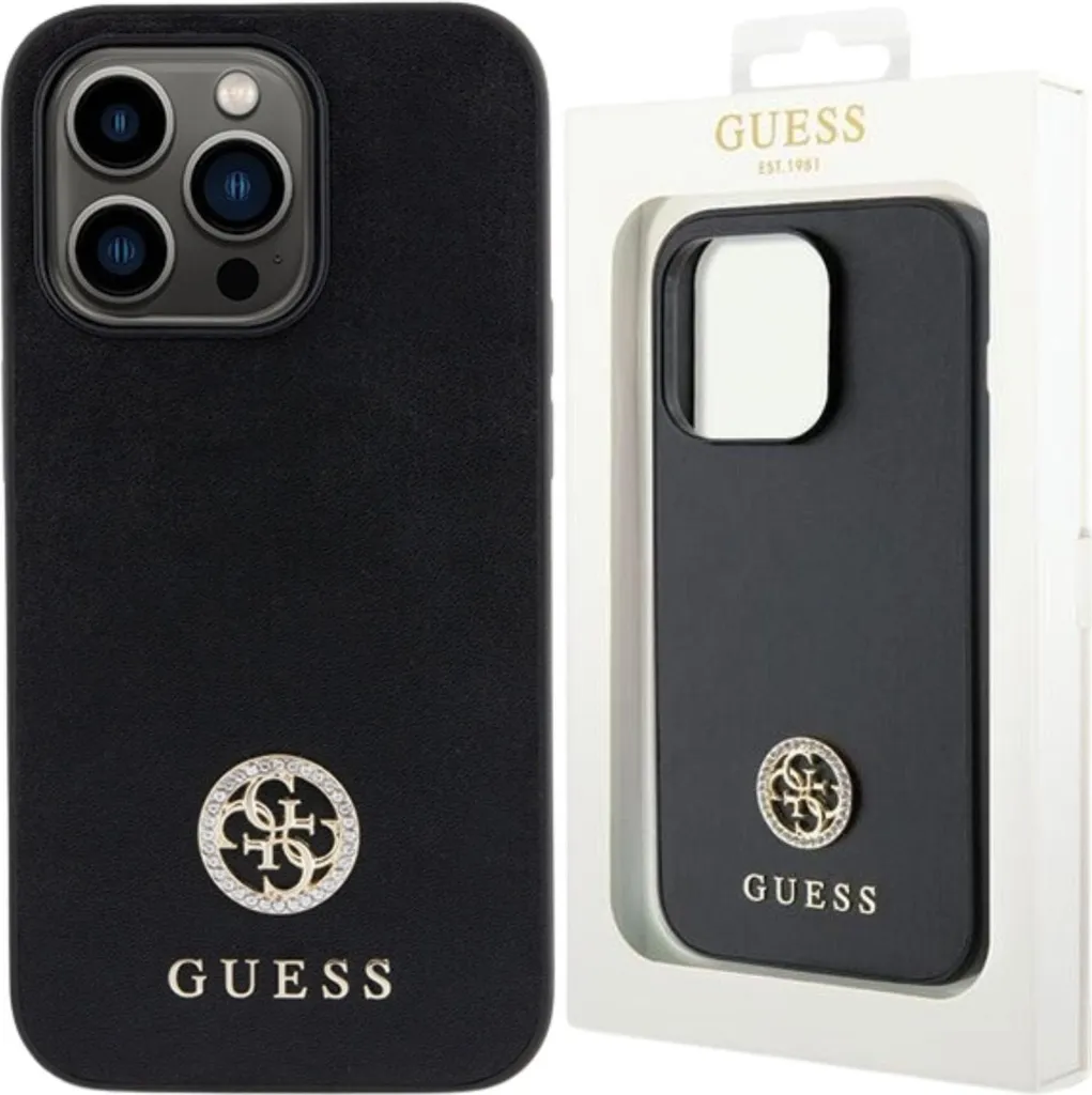 Custodia Guess iPhone 13 Pro 6.1 Originale - Nero Logo Metallo Strass
