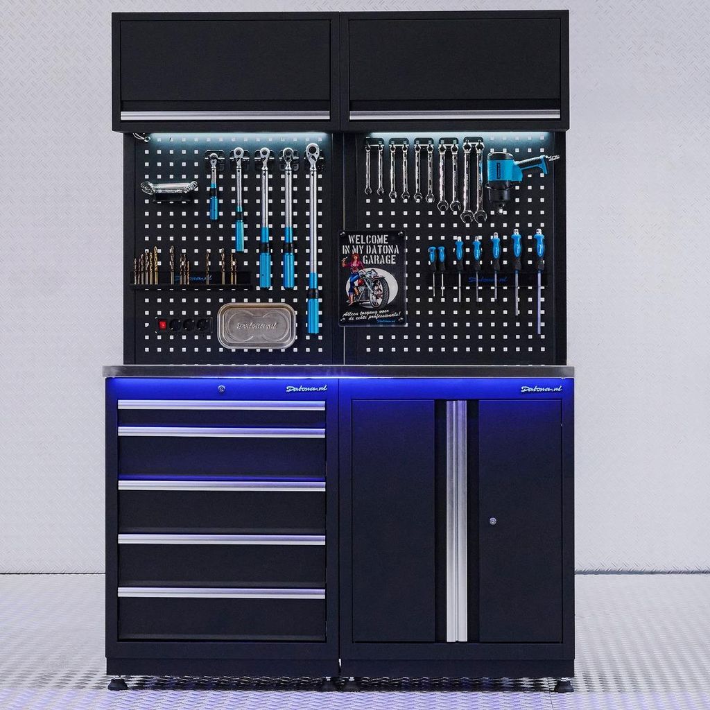 Werkstatteinrichtung PREMIUM Edelstahl mit Schrank und Schubladen - 135 cm