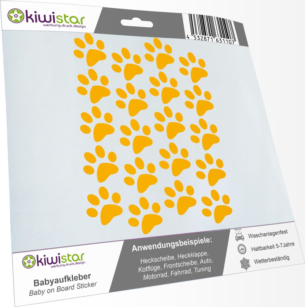 Bogengröße A3 - Tatzen - Pfote - Aufkleber- Hund - Katze IN 15 Farben - Neon + Chrom! Sticker Aufkleber