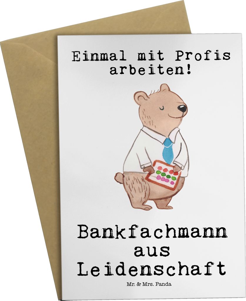 Mr. & Mrs. Panda babykarte Bankfachmann Leidenschaft - Weiß - Geschenk, osterkarten, weihnachtskarten, einladungskarten, Spruch, Grußkarte, Lusti...