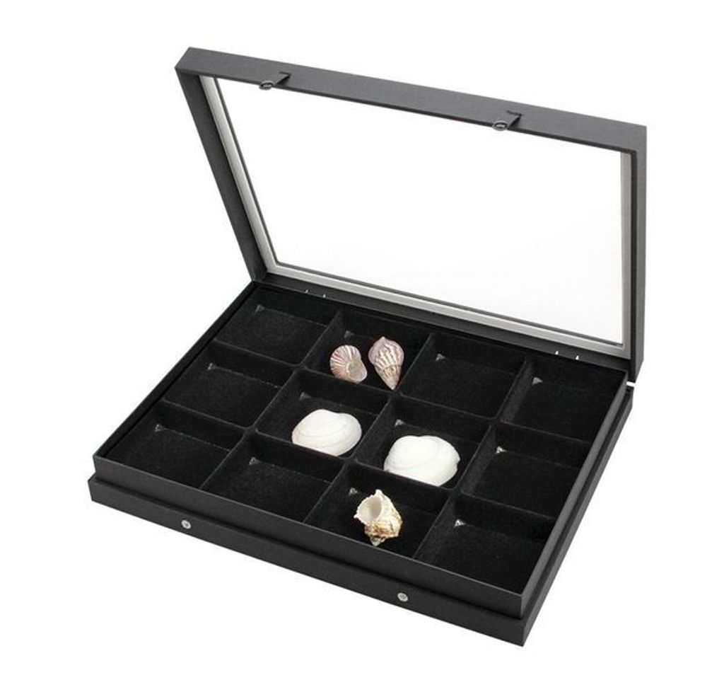 Modellauto-Sammelvitrine schwarz, mit 12 Fächern 87 x 90 mm