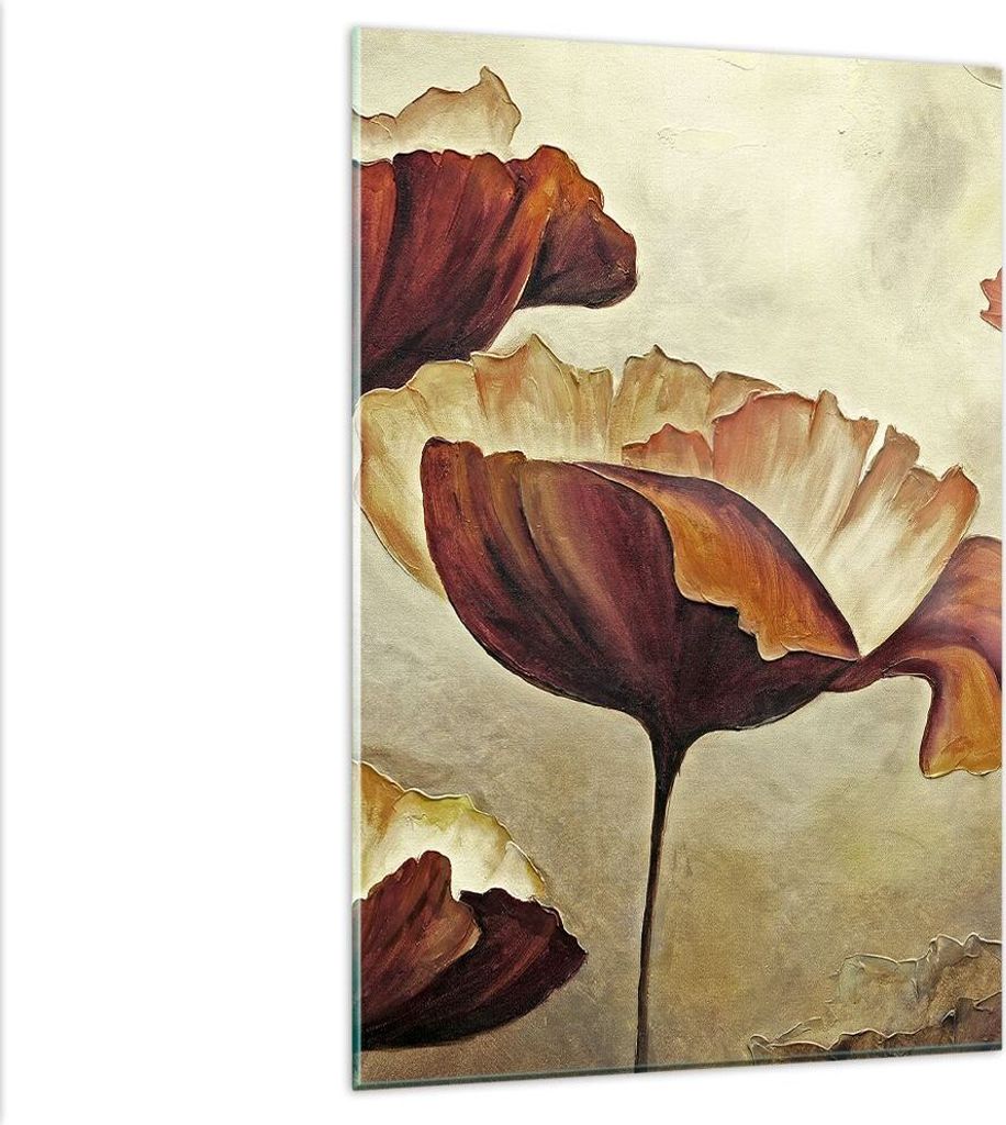 Bilder auf glas - Einteilig - Mohn Blume Wiese - 80x120cm - Glasbilder - Wandbilder - Bilder - zum Aufhängen bereit - Wanddekoration aus Glas - Gl...