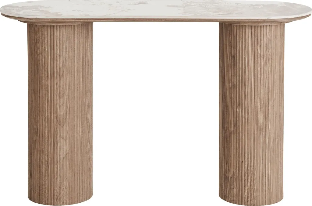 Console en céramique et MDF Athens blanc et brun foncé 120x78x40