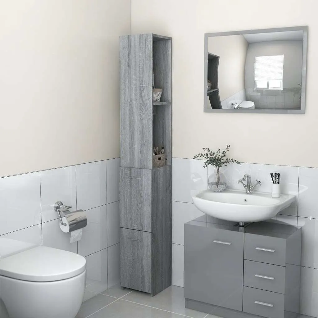 Mobile Bagno Grigio Sonoma 170cm | Colonna Moderna Salvaspazio