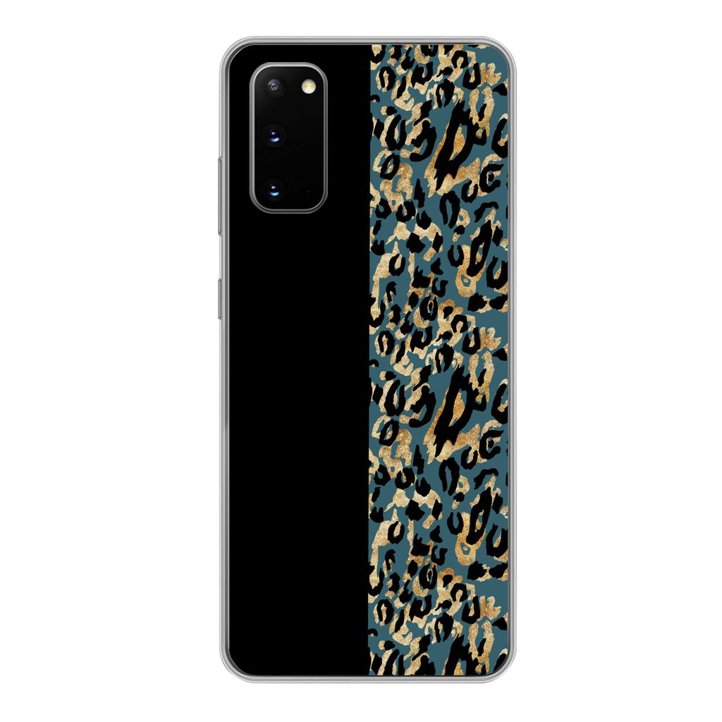 MuchoWow Handyhülle Schutzhülle Hülle für Samsung Galaxy S20 Pantherdruck - Gold - Pelz Silikon Softcase Handy Hülle - Bild