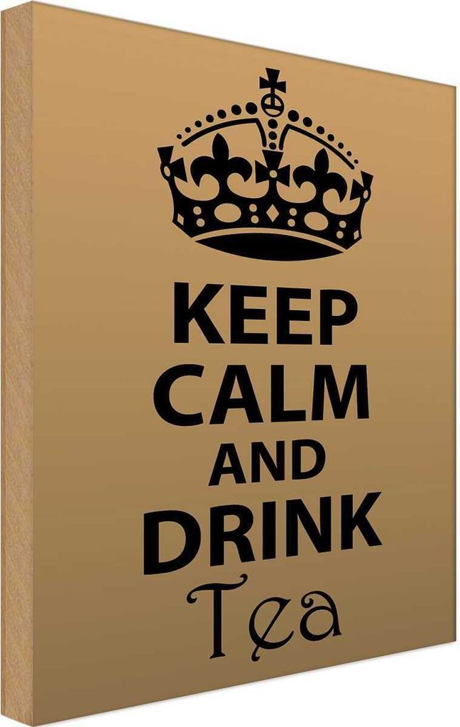 vianmo Holzschild 30x20 cm Keep Calm and drink tea