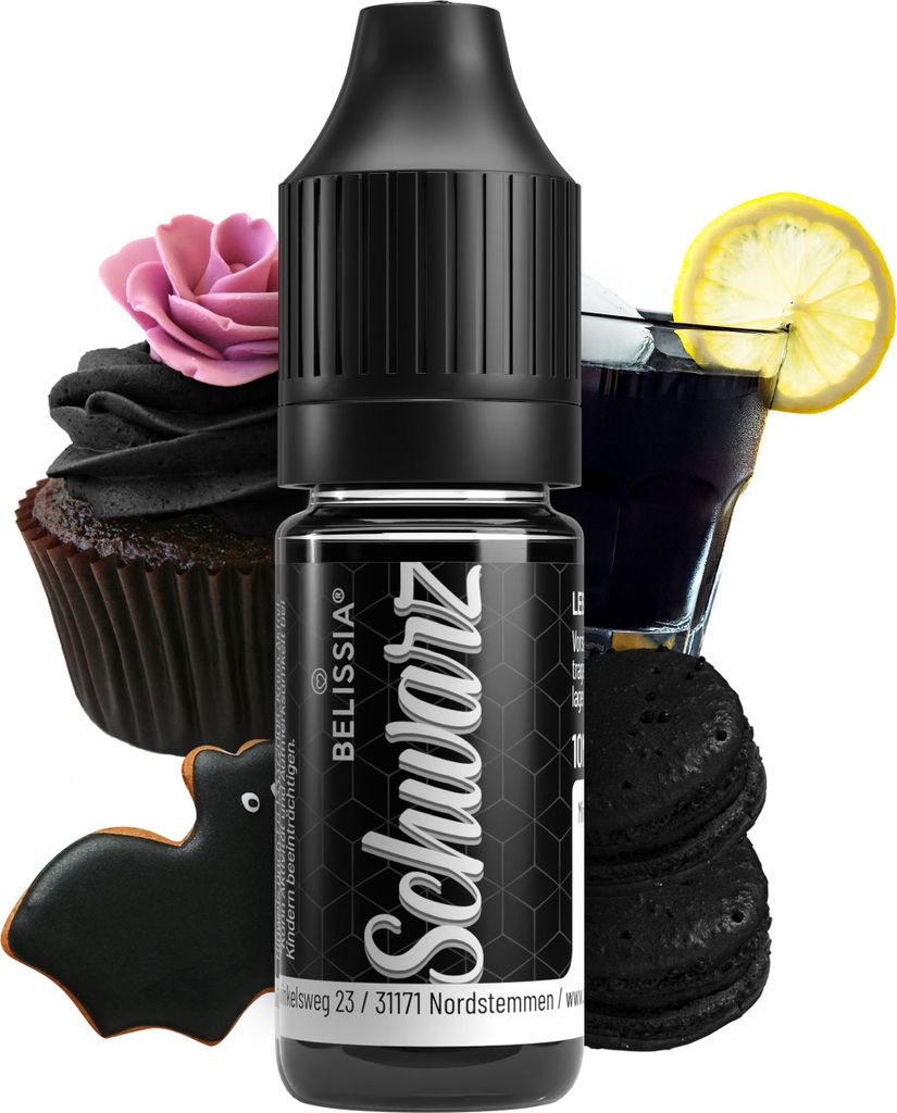 Belissia Lebensmittelfarbe Schwarz -10ml flüssig & Produktbild 